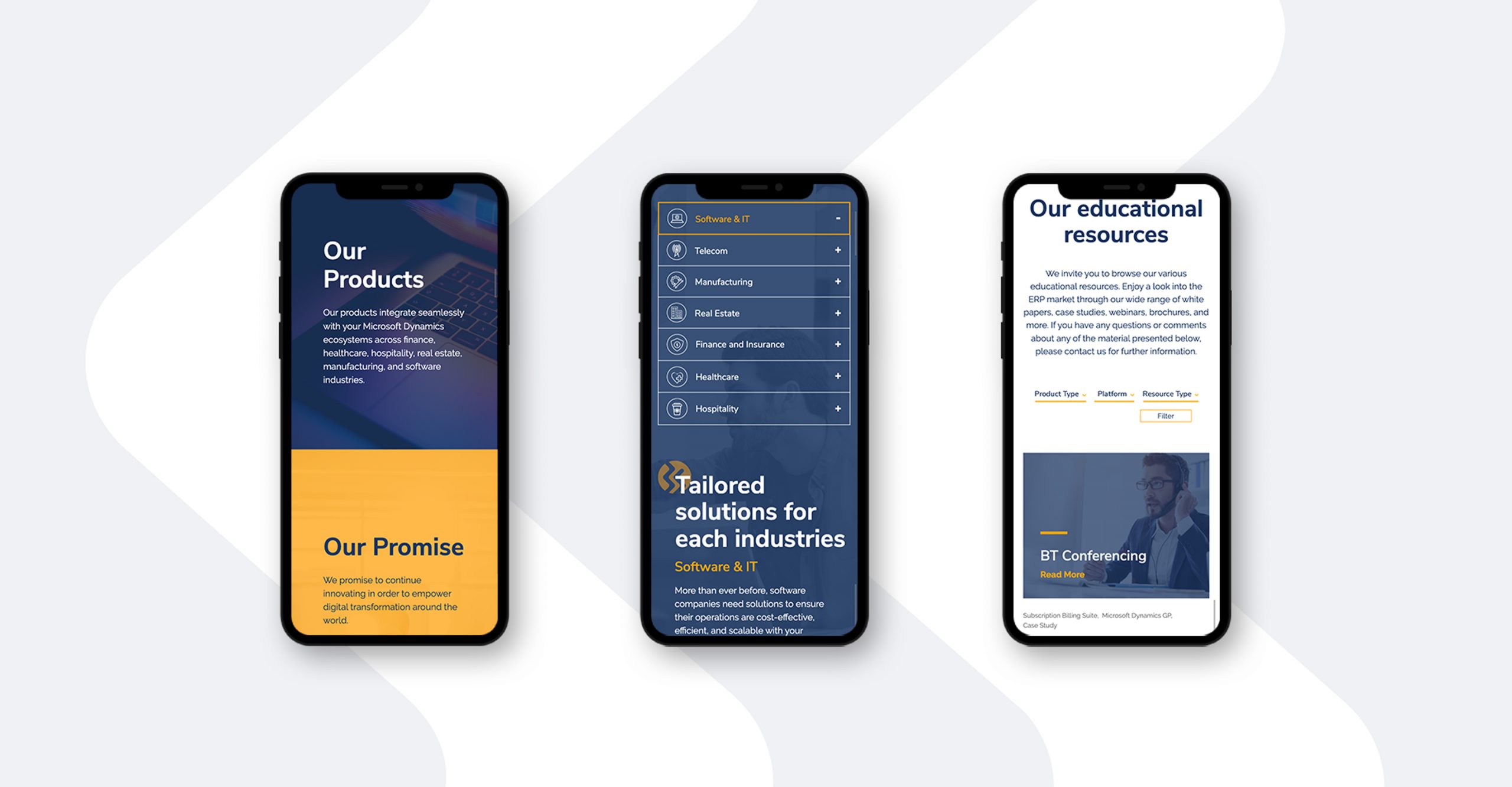 Binary Stream website mobile screens